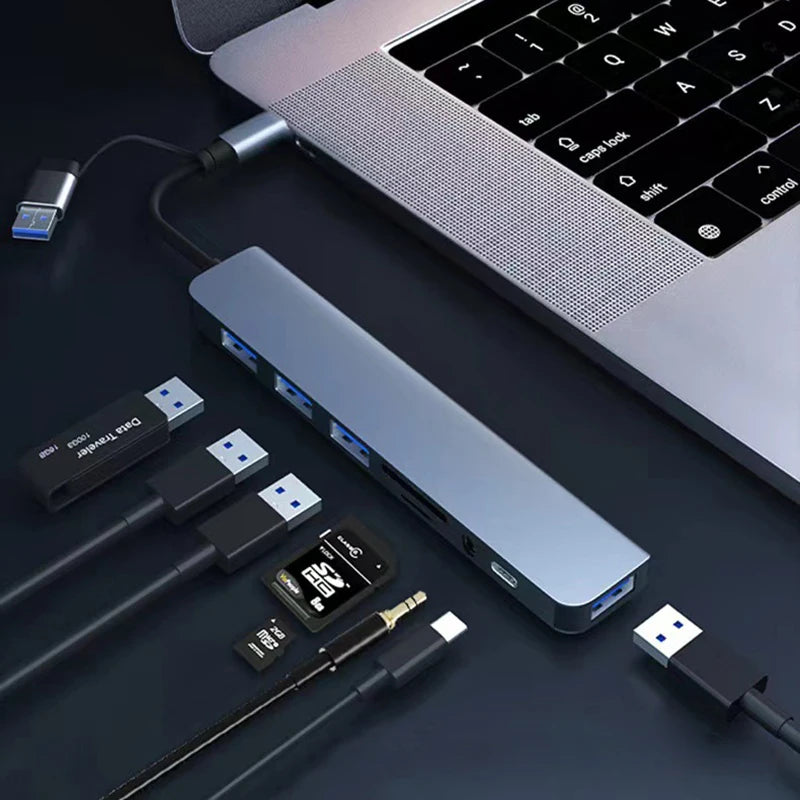 USB HUB 8-in-2 Type C – Audio SD Kartenleser