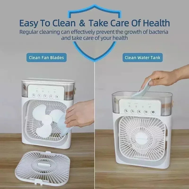 Mini Luftkühler 3-in-1 – Ventilator & LED-Licht