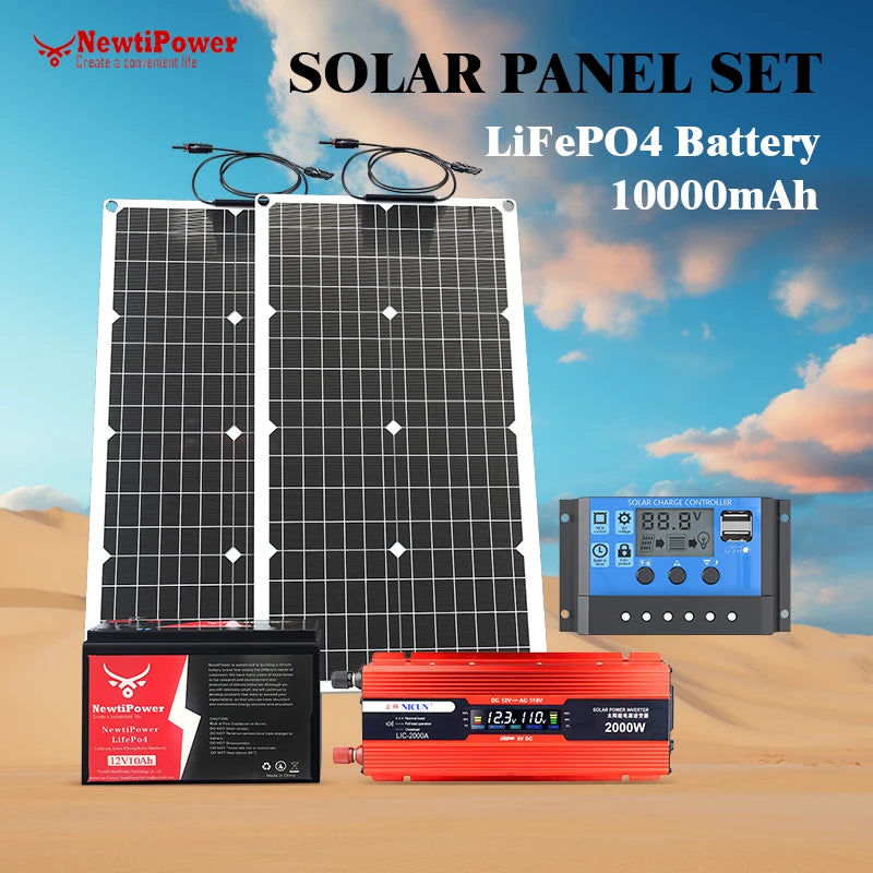 2000W Solar Komplett-Set – MPPT Controller & LiFePO4 Batterie