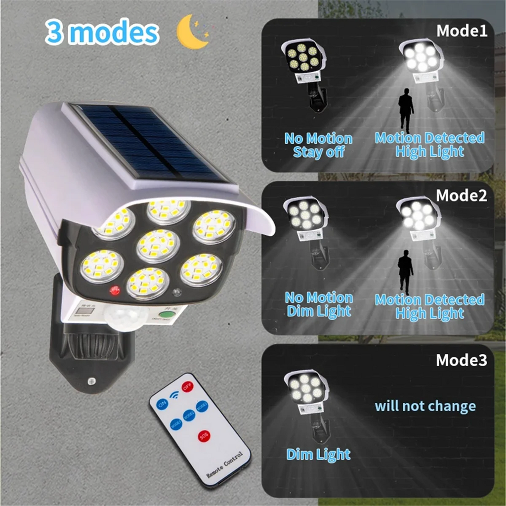 Solar LED Lampe 77 LED – Kamera-Design Sensor