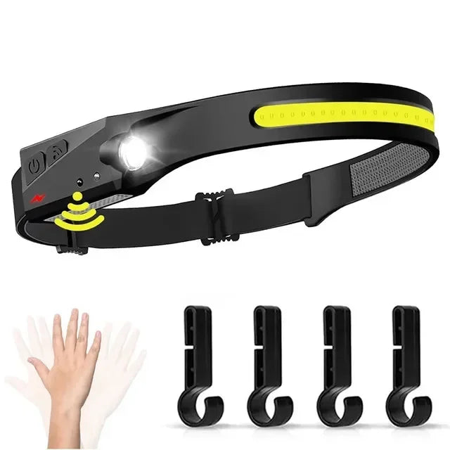 LED-Stirnlampe Sensor Aufladbar 5 Modi Camping