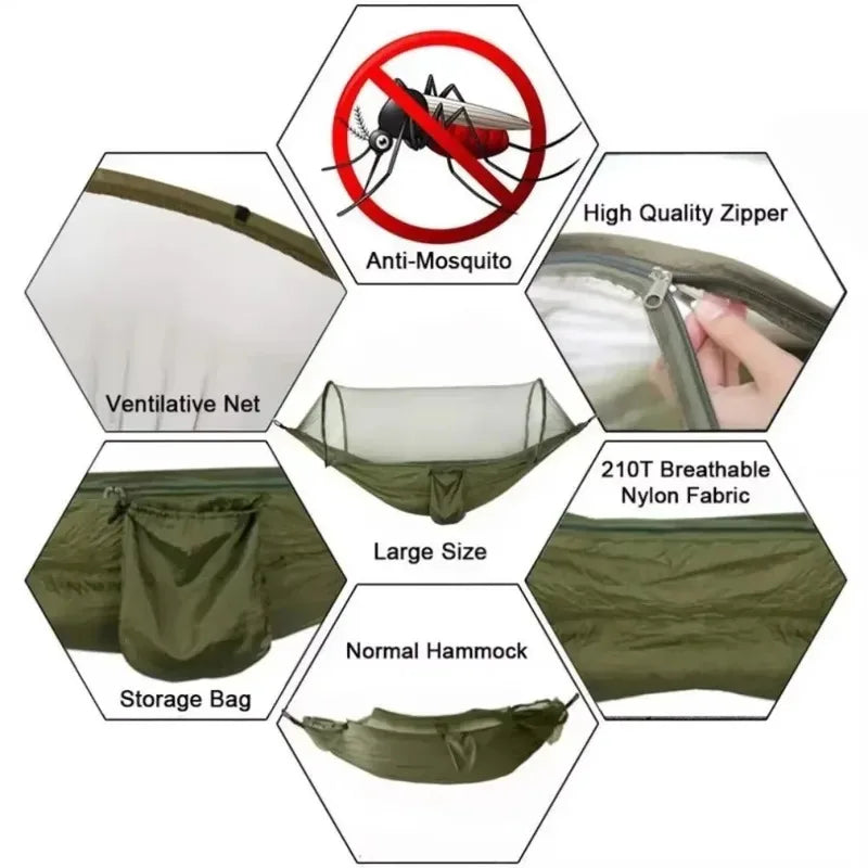 Outdoor Camping Hammock Hanging Bed with Mosquito Net