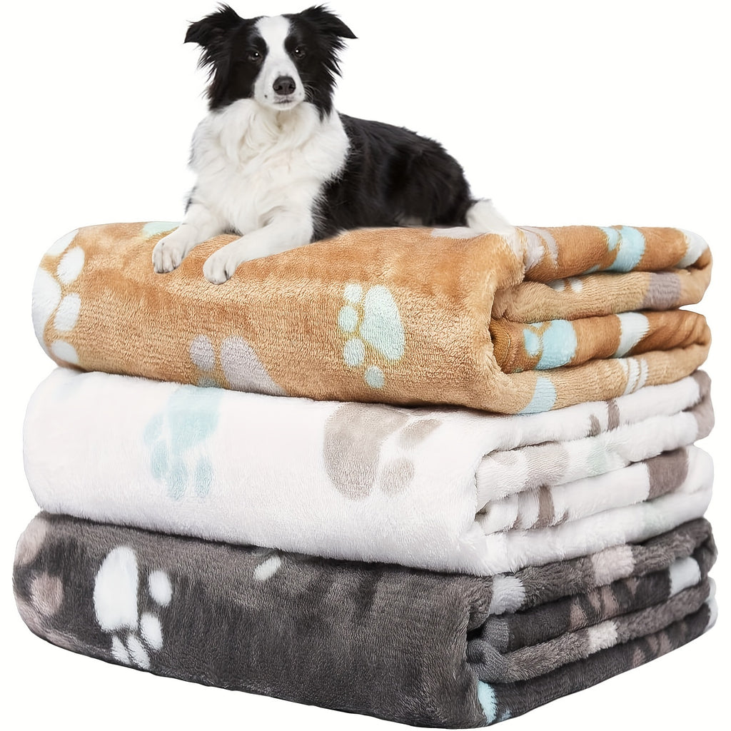 Haustier-Flanelldecken 3er Set – waschbar mit Pfoten