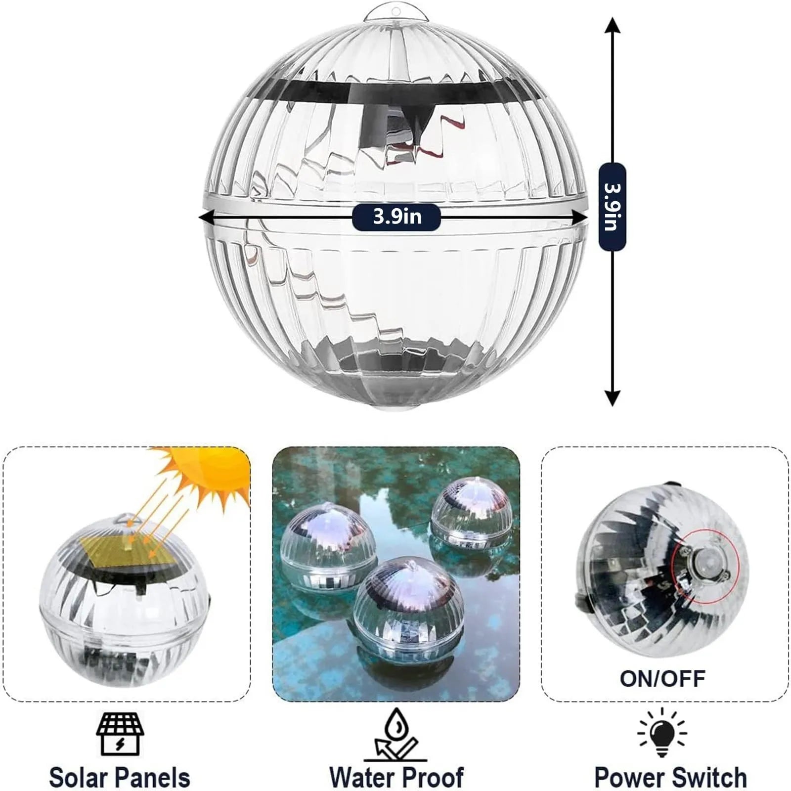 Solar LED Pool Bälle – Farbwechsel schwimmend