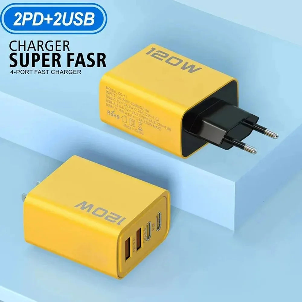 USB Ladegerät 4-Port 120W – Type C Schnellladung
