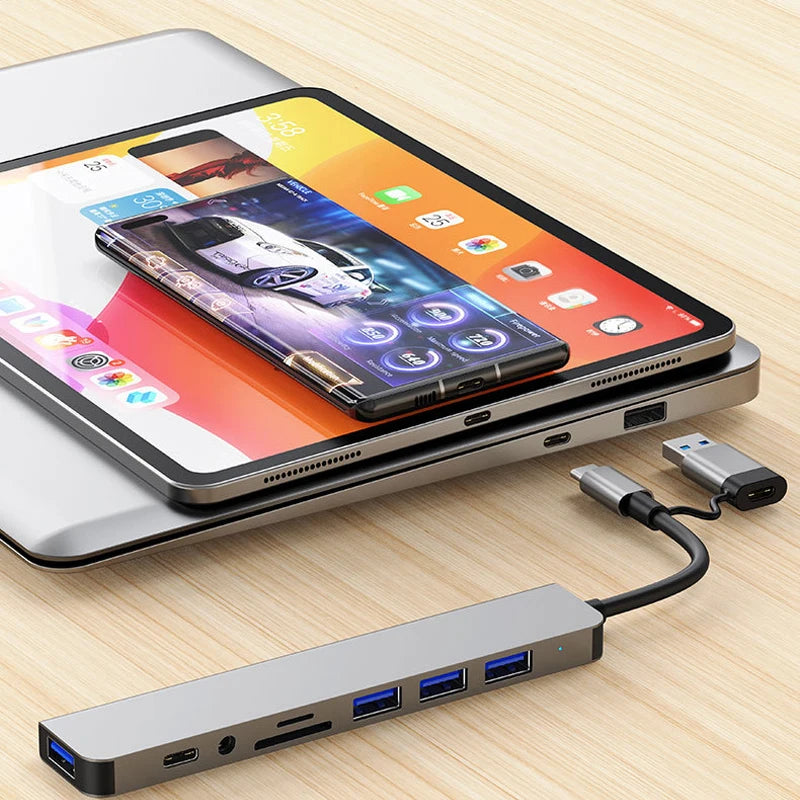 USB HUB 8-in-2 Type C – Audio SD Kartenleser