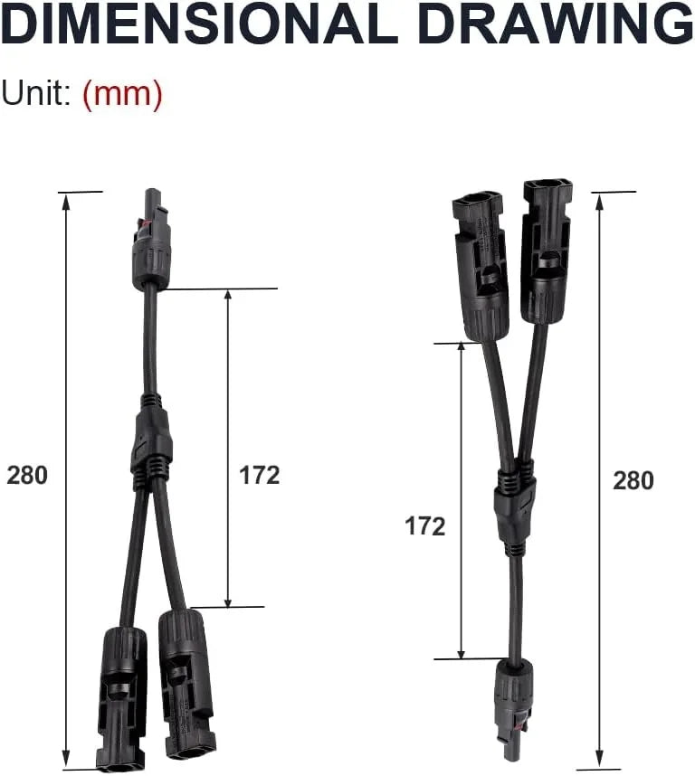 Solar Y-Adapter 2Y Parallel 1000V DC Wasserdicht