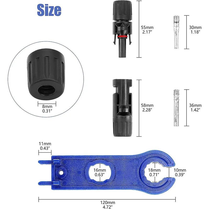 Solar-Stecker MC4 Set 10-200 Stk – 1000V 30A