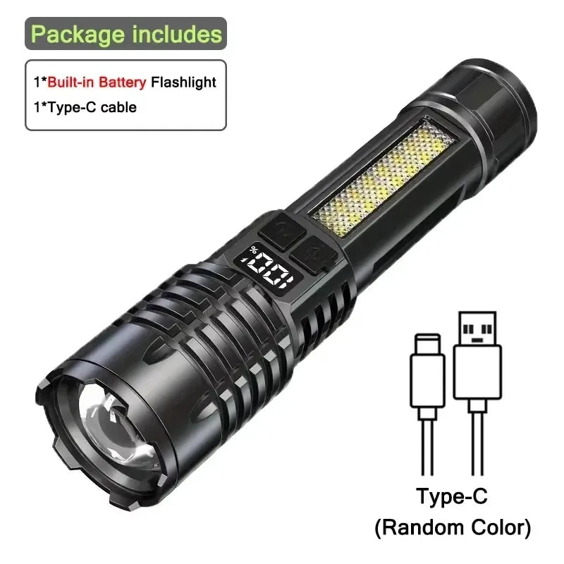 Hochleistungs LED Taschenlampe TYPE-C – COB wiederaufladbar