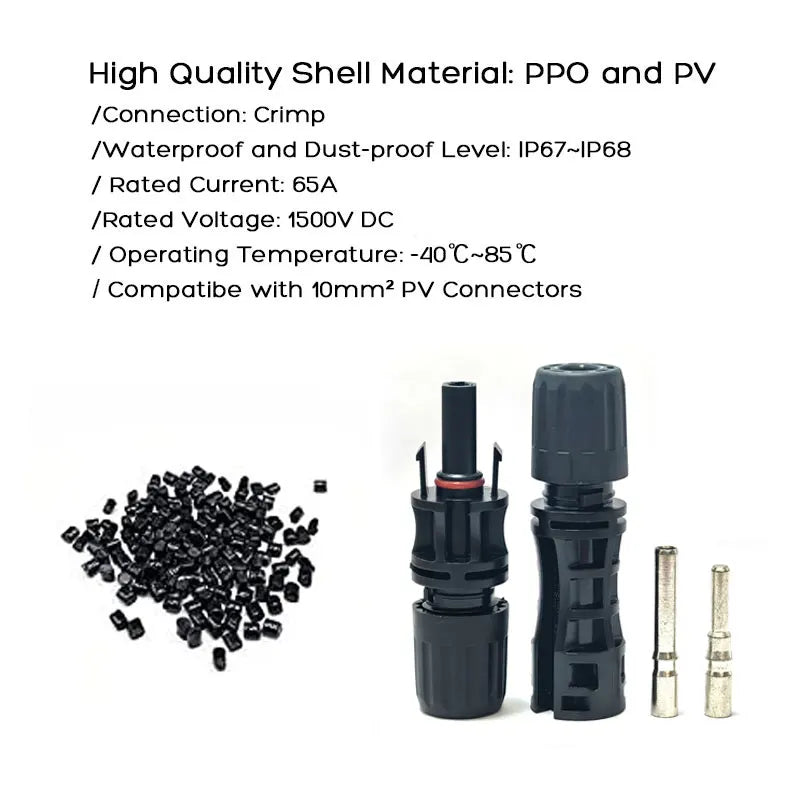 Solar Stecker Set 4 Paar – 65A 1500V Wasserdicht