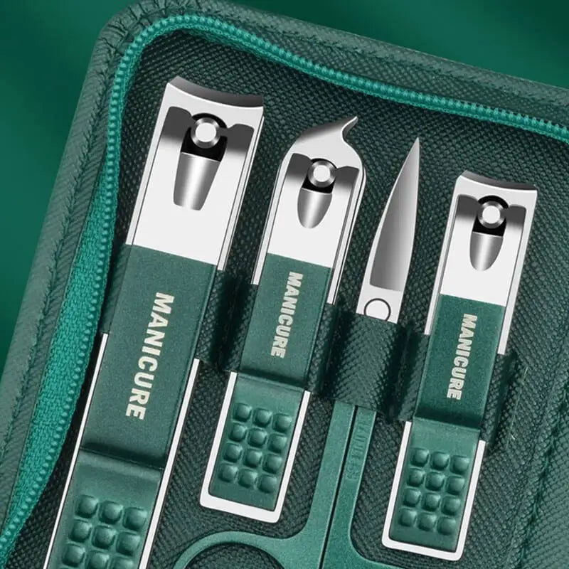 Maniküre-Set 6-9 teilig mit Lederetui – Edelstahl