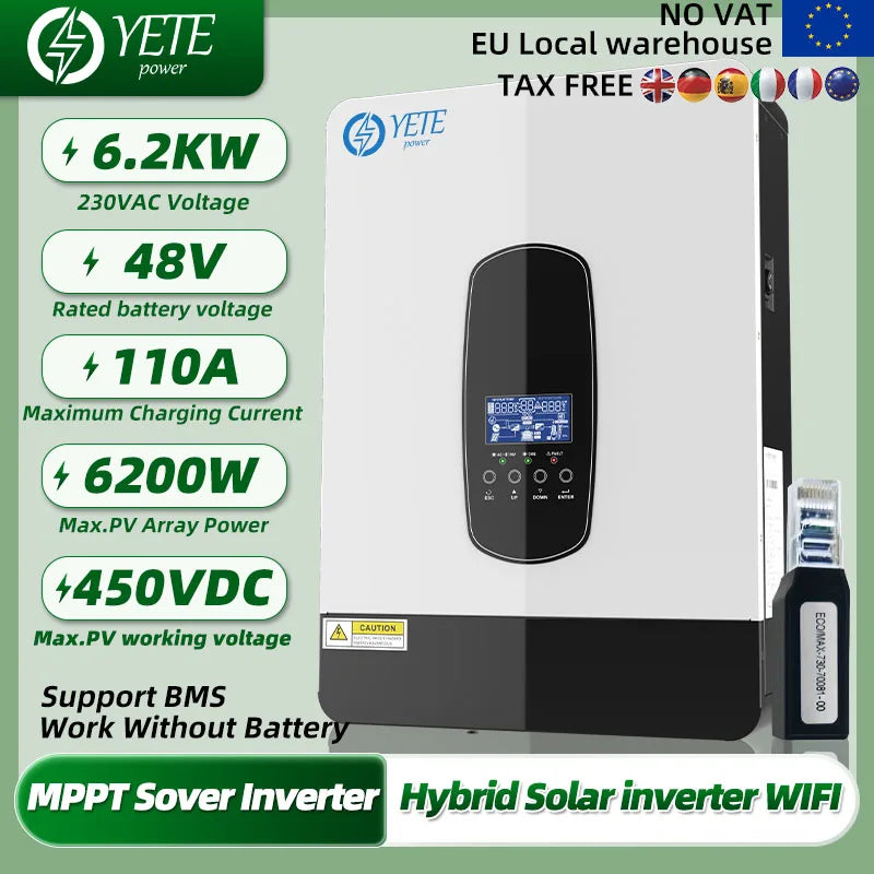 YETE 6.2KW Hybrid Solar Wechselrichter 48V – MPPT 110A
