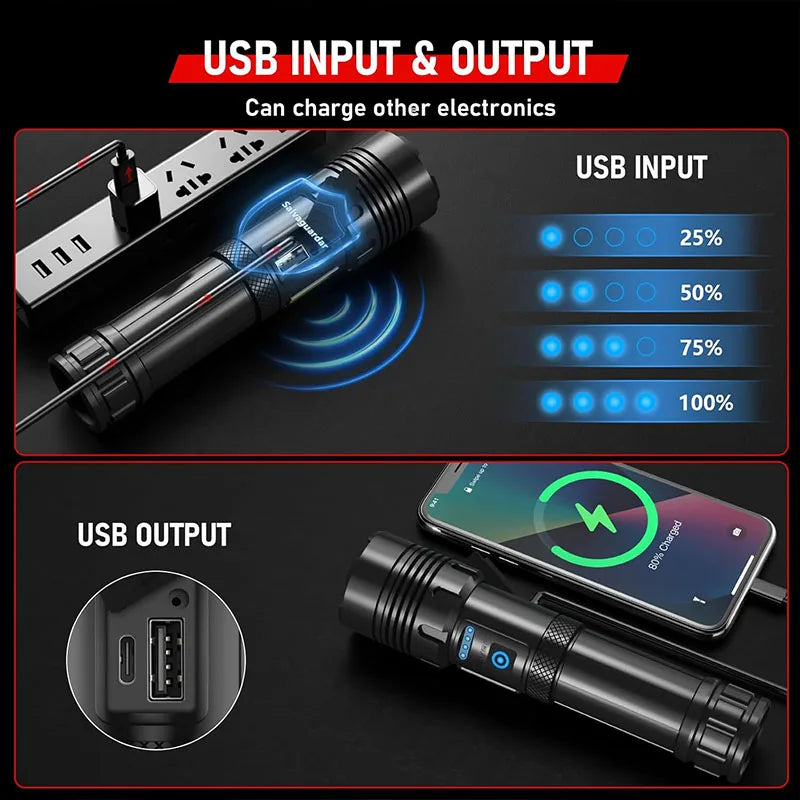 LED-Taschenlampe Aufladbar Taktisch Ultra Hell