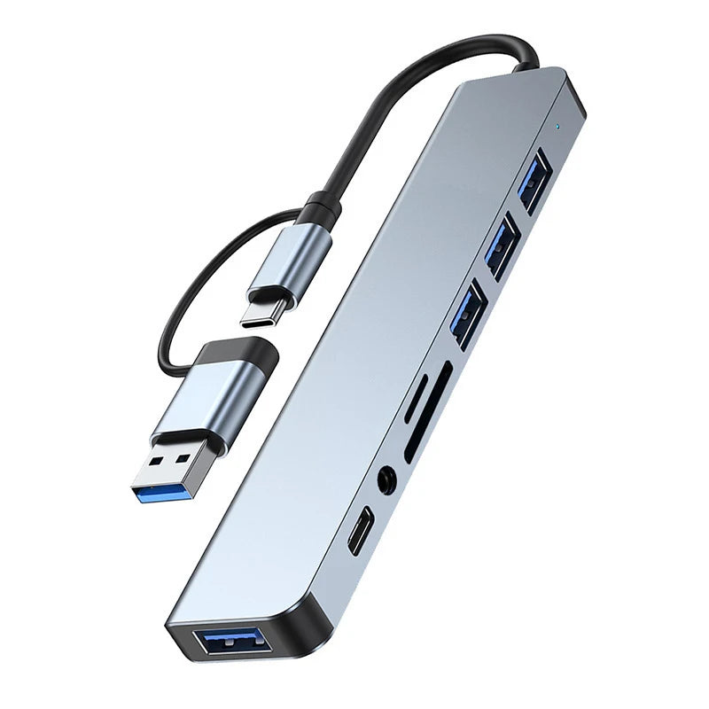 USB HUB 8-in-2 Type C – Audio SD Kartenleser