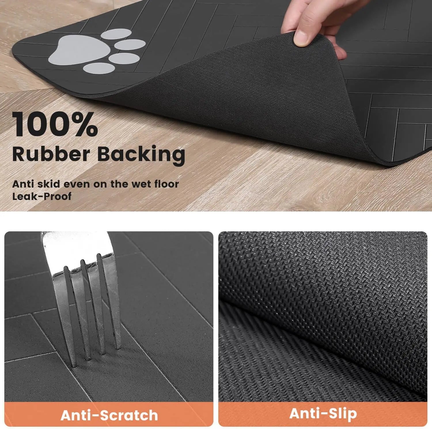 Feeding mat for dogs &amp; cats - Absorbent &amp; waterproof with non-slip backing