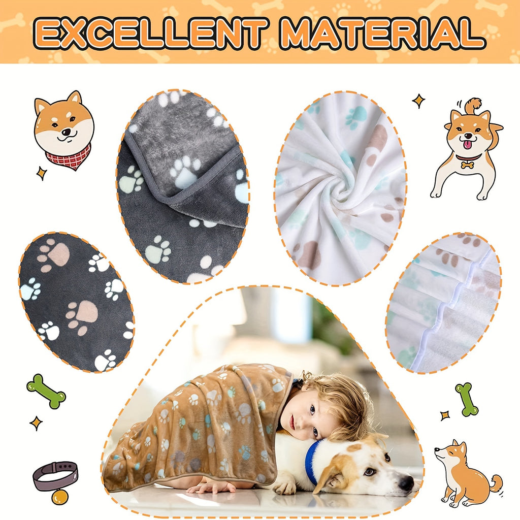Haustier-Flanelldecken 3er Set – waschbar mit Pfoten