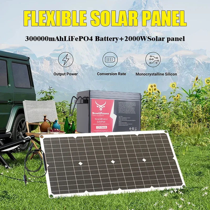 2000W Solar Komplett-Set – MPPT Controller & LiFePO4 Batterie