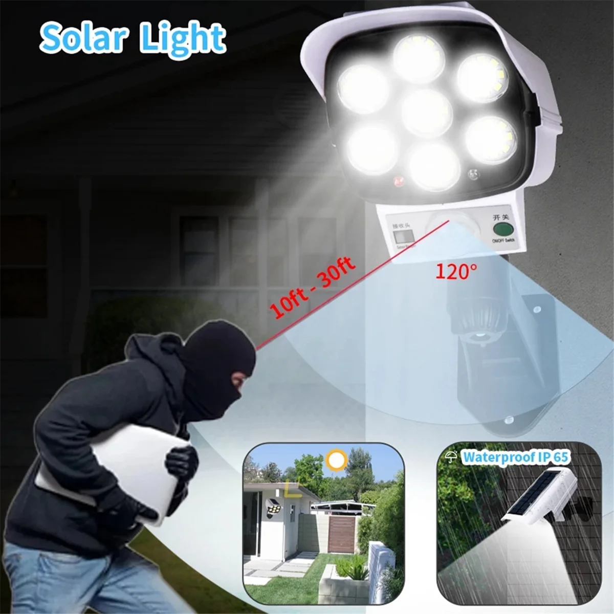 Solar LED Lampe 77 LED – Kamera-Design Sensor