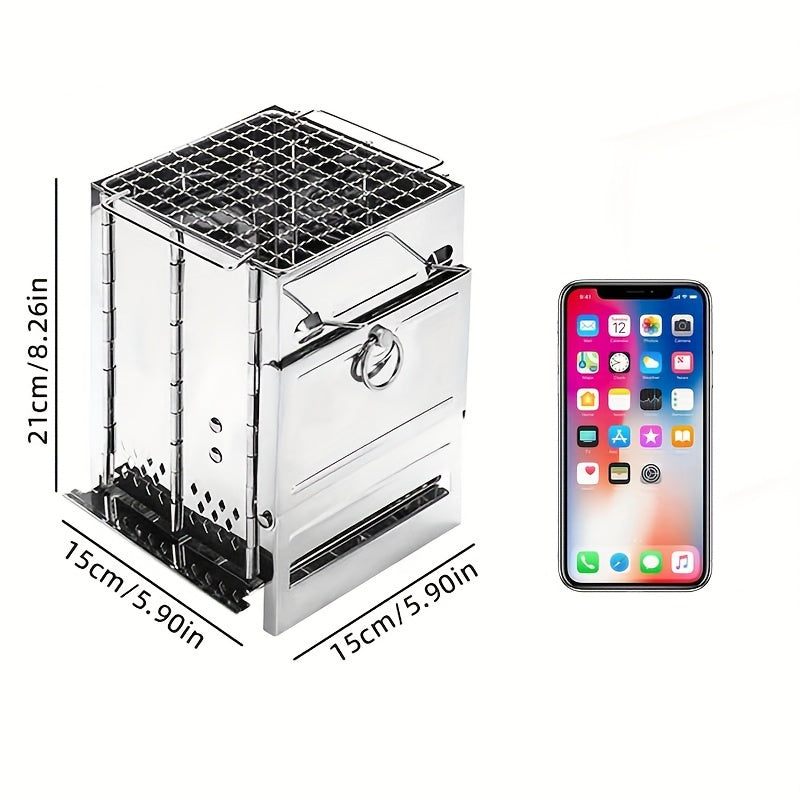 Faltbarer Holzofen Campingkocher Mini – EdelstahlTragbar für Camping, Picknick, BBQ & Outdoor-Kochen