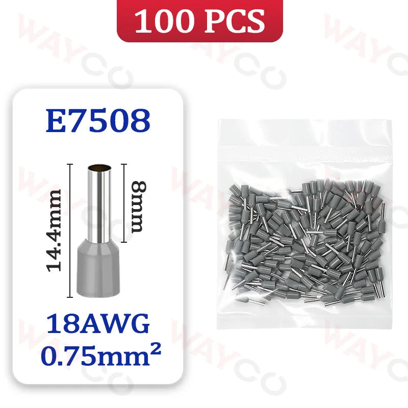 100x Aderendhülsen Set E0508-E6012 Crimp-Ferrules