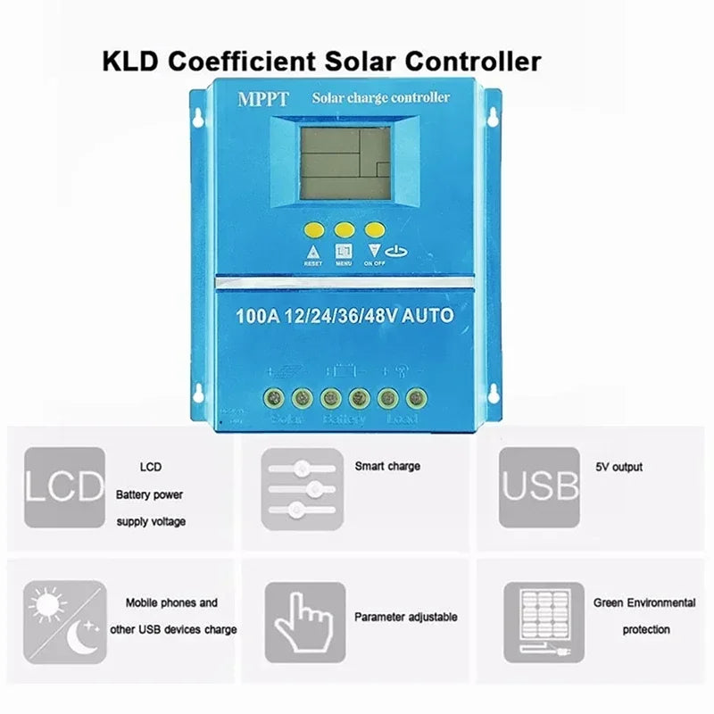 MPPT Solar Laderegler 60-100A – 12V 24V 48V LCD Display