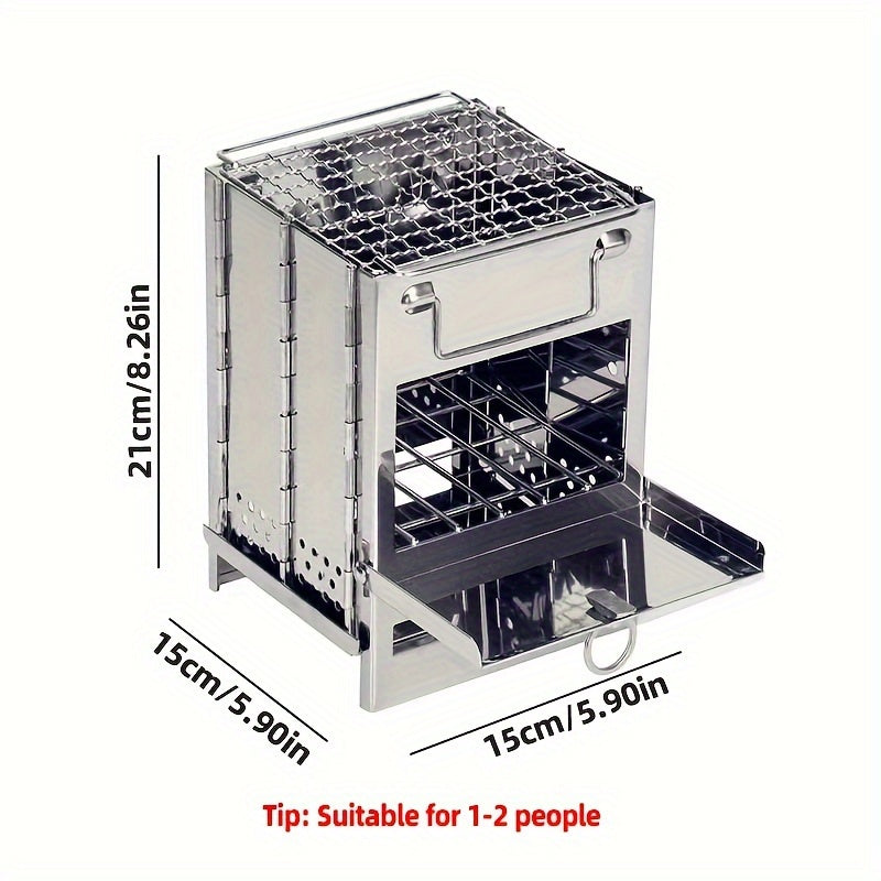 Faltbarer Holzofen Campingkocher Mini – EdelstahlTragbar für Camping, Picknick, BBQ & Outdoor-Kochen