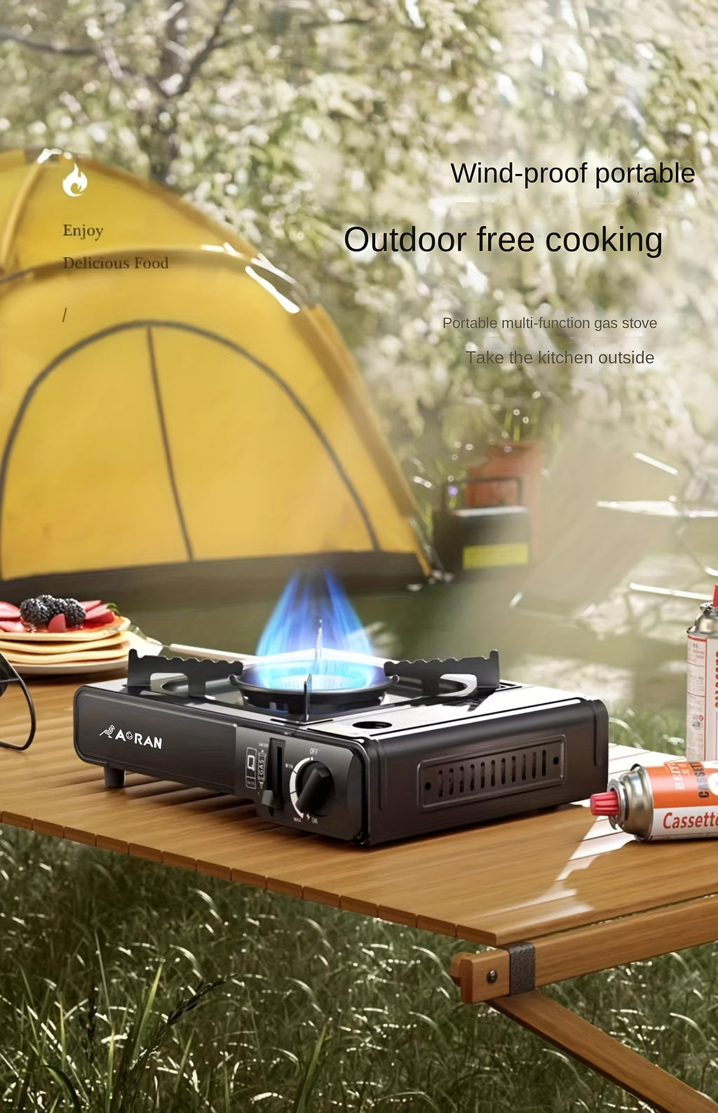 Butan-Campingkocher 8500 BTU tragbar mit KofferFür Camping, Outdoor-BBQ & Party-Aktivitäten