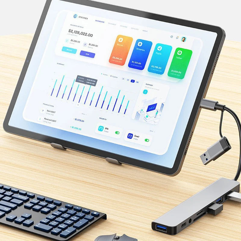 USB HUB 8-in-2 Type C – Audio SD Kartenleser