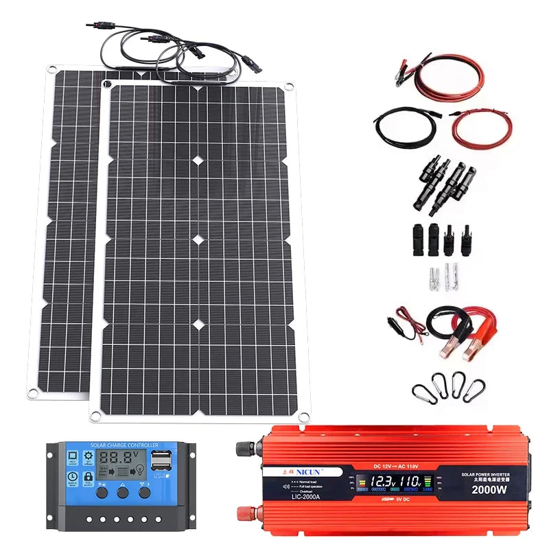 2000W Solar Komplett-Set – MPPT Controller & LiFePO4 Batterie