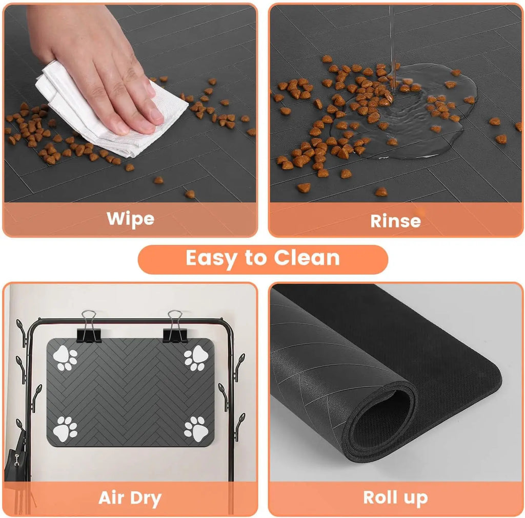 Feeding mat for dogs &amp; cats - Absorbent &amp; waterproof with non-slip backing