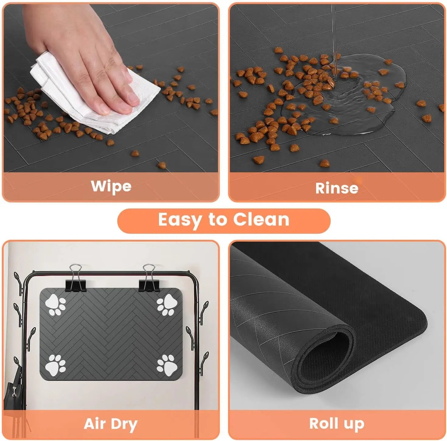 Feeding mat for dogs &amp; cats - Absorbent &amp; waterproof with non-slip backing