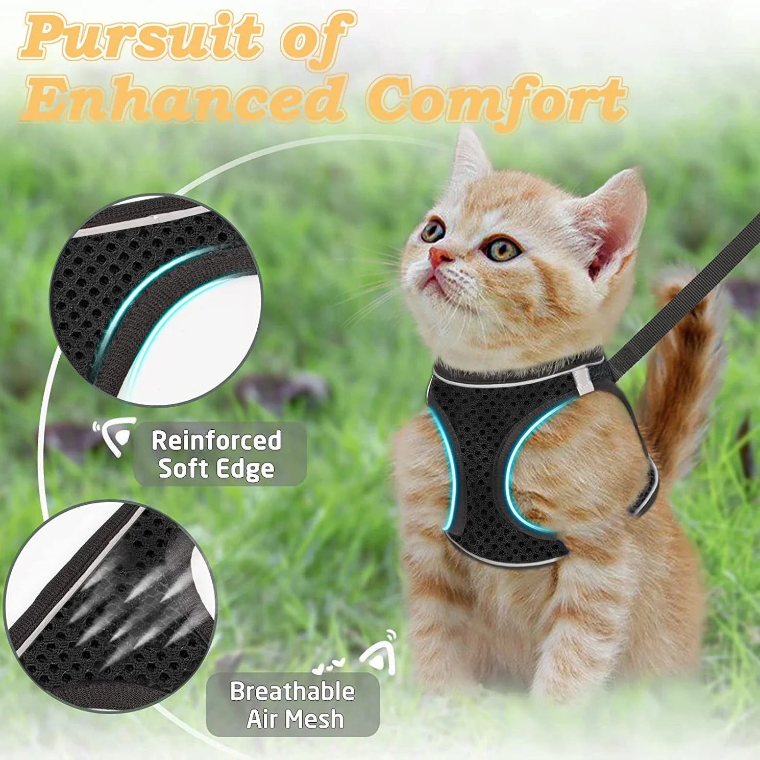 Dog Harness Vest - Breathable &amp; Reflective with Escape Protection