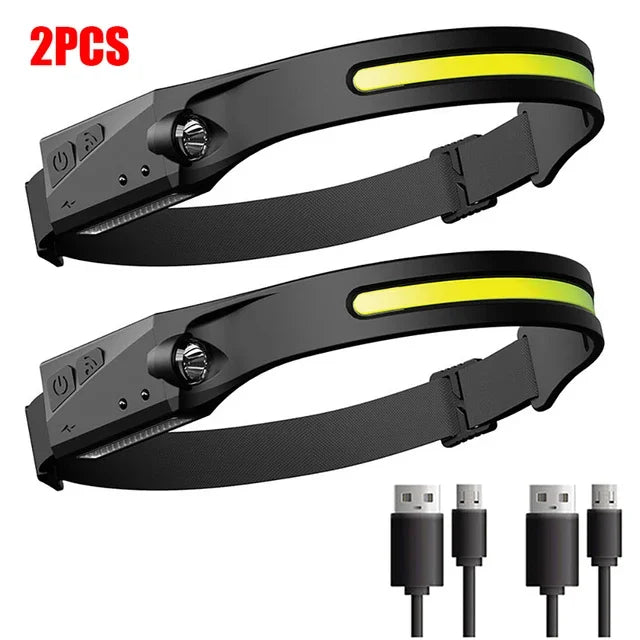 LED-Stirnlampe Sensor Aufladbar 5 Modi Camping