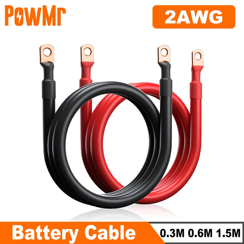 PowMr Elektrokabel 2AWG – Batterie-Inverterkabel Kupfer