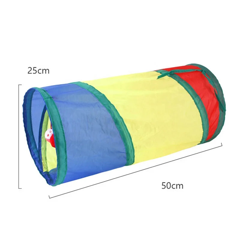 Katzentunnel faltbar 3-Röhren – Regenbogen-Design