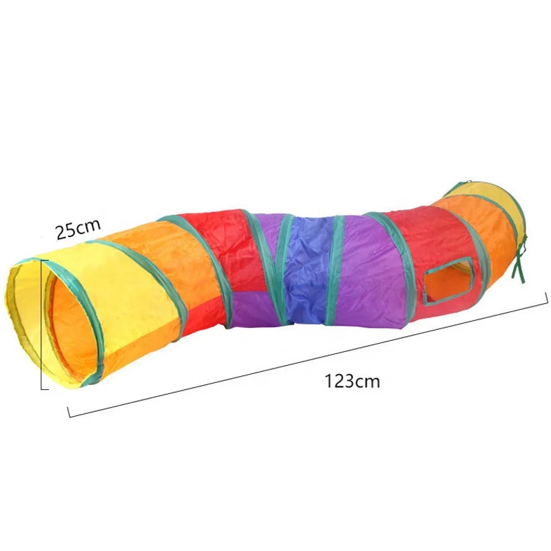 Katzentunnel faltbar 3-Röhren – Regenbogen-Design