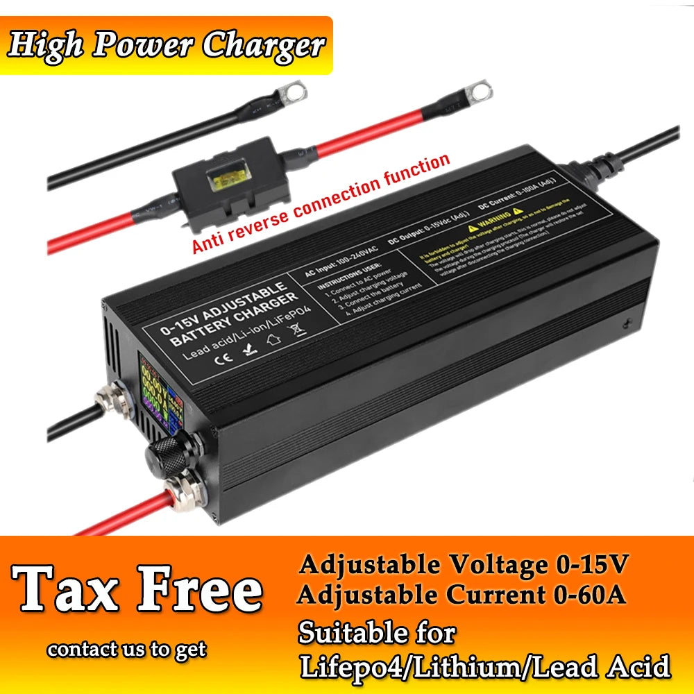 Batterieladegerät LiFePO4 14,6V 50A-100A einstellbarFür Bleisäure, AGM, Gel & 12,8V – Auto-Schnellladegerät