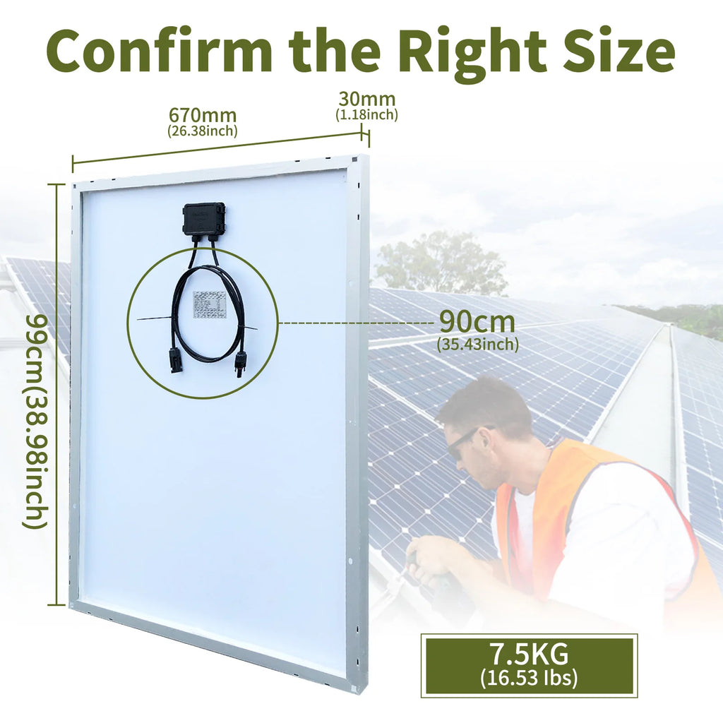Solarpanel 140W 12V starr - Monokristallin mit Alurahmen