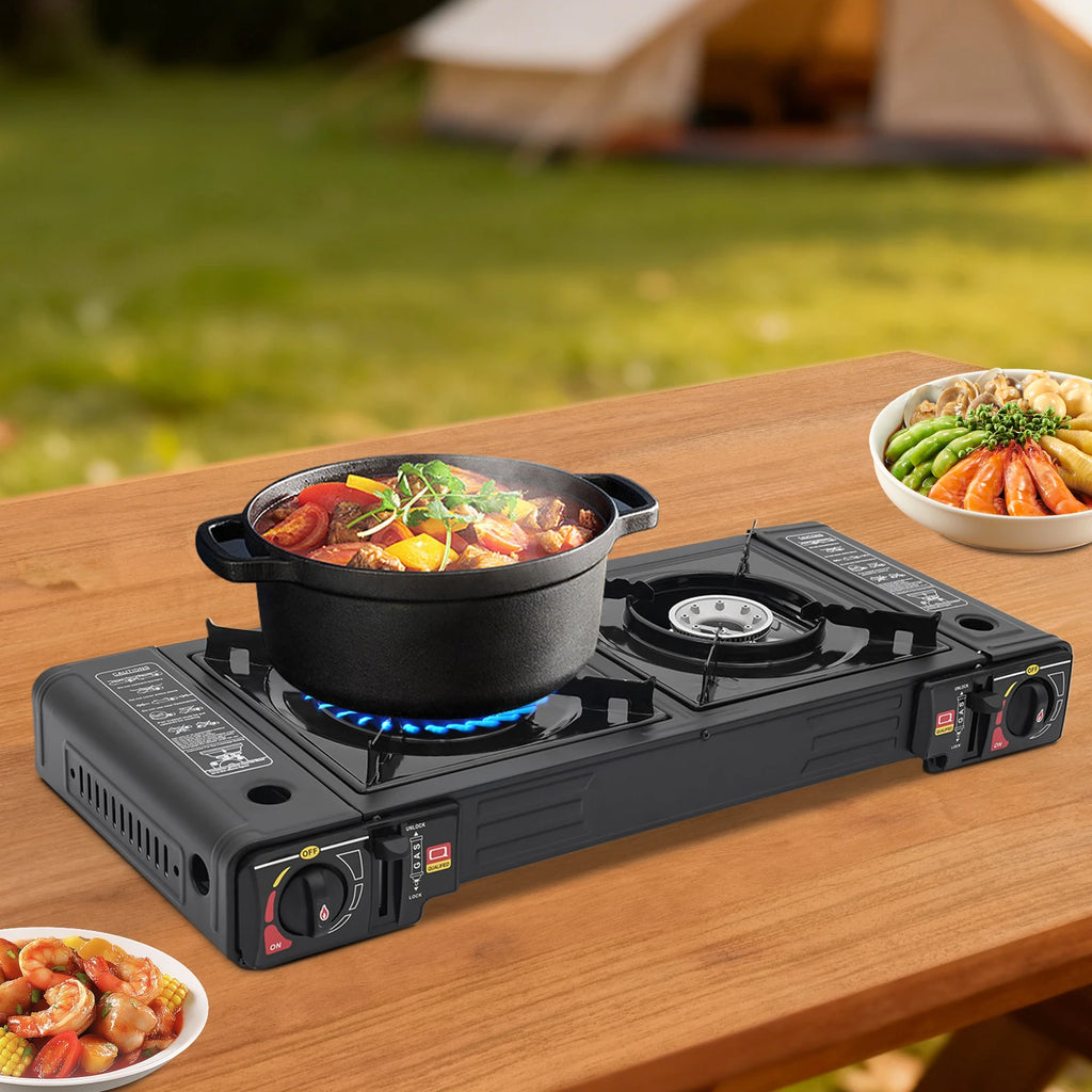 Campingkocher 2500W Dual-Brenner – tragbar Gas