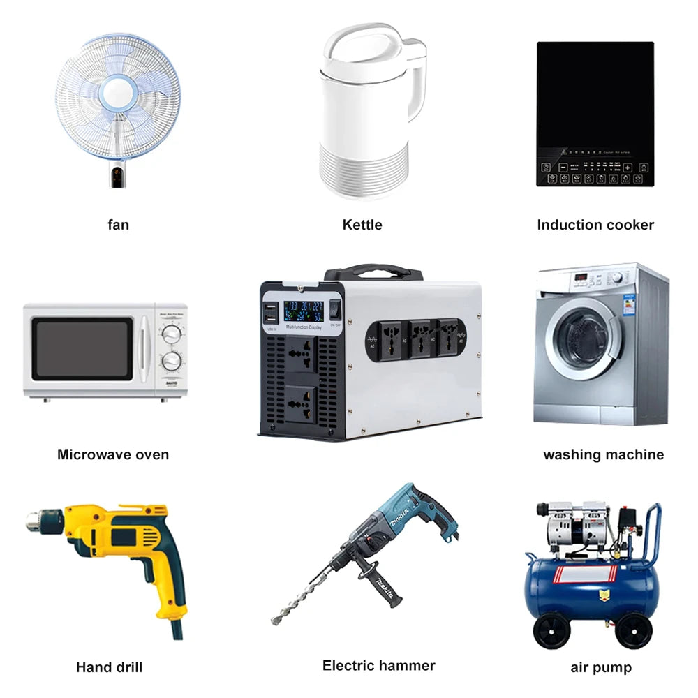 Wechselrichter 12V-72V zu AC 220V reine Sinuswelle 3500WSolar-Spannungswandler für Auto & Wohnmobil