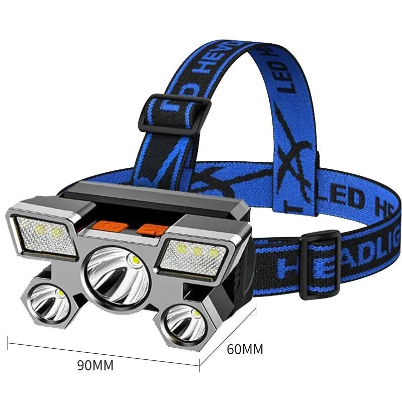 Wiederaufladbare LED-Kopflampe für OutdoorCamping, Angeln, Jagd & Wandern