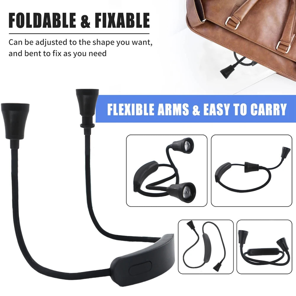 LED-Halslampe zum Aufhängen – 3 Farben verstellbarBiegbare Nachtlampe für Lesen, Stricken & Laufen