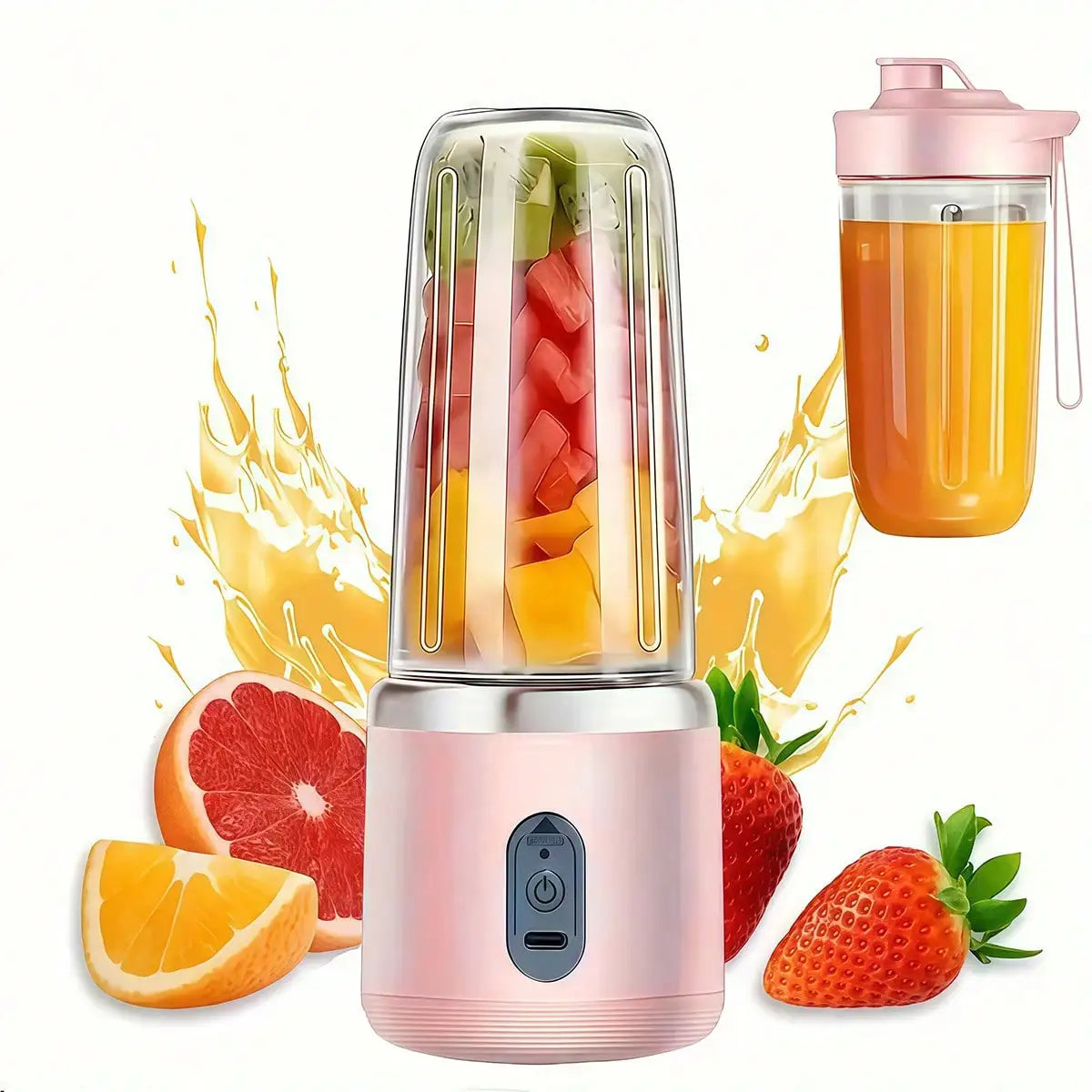 Tragbarer Mixer & Entsafter mit Tasse – LeistungsstarkSmoothie-Maker für Früchte & Gemüse, Küche & Gym