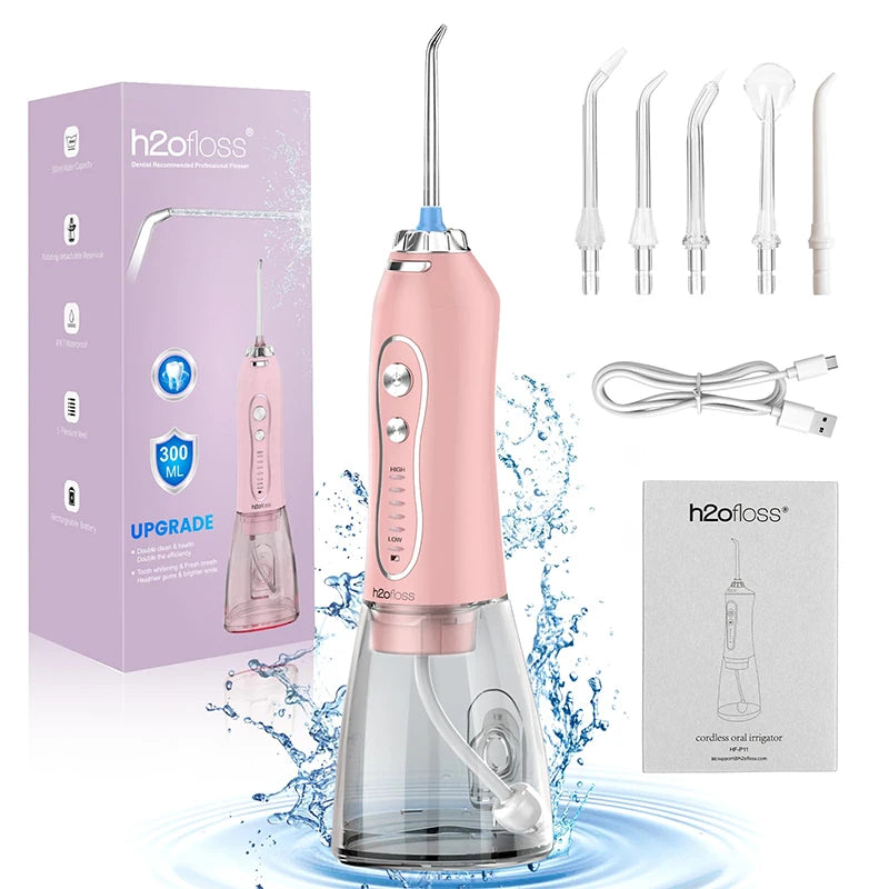 H2ofloss Munddusche tragbar 2500mAh – 140PSIElektrische Zahnreinigung, Hochdruck Water Flosser