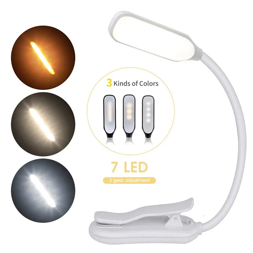 LED-Buchleuchte USB wiederaufladbar – 3 LichtstufenWarm, Kaltweiß & Tageslicht, flexibel, tragbar