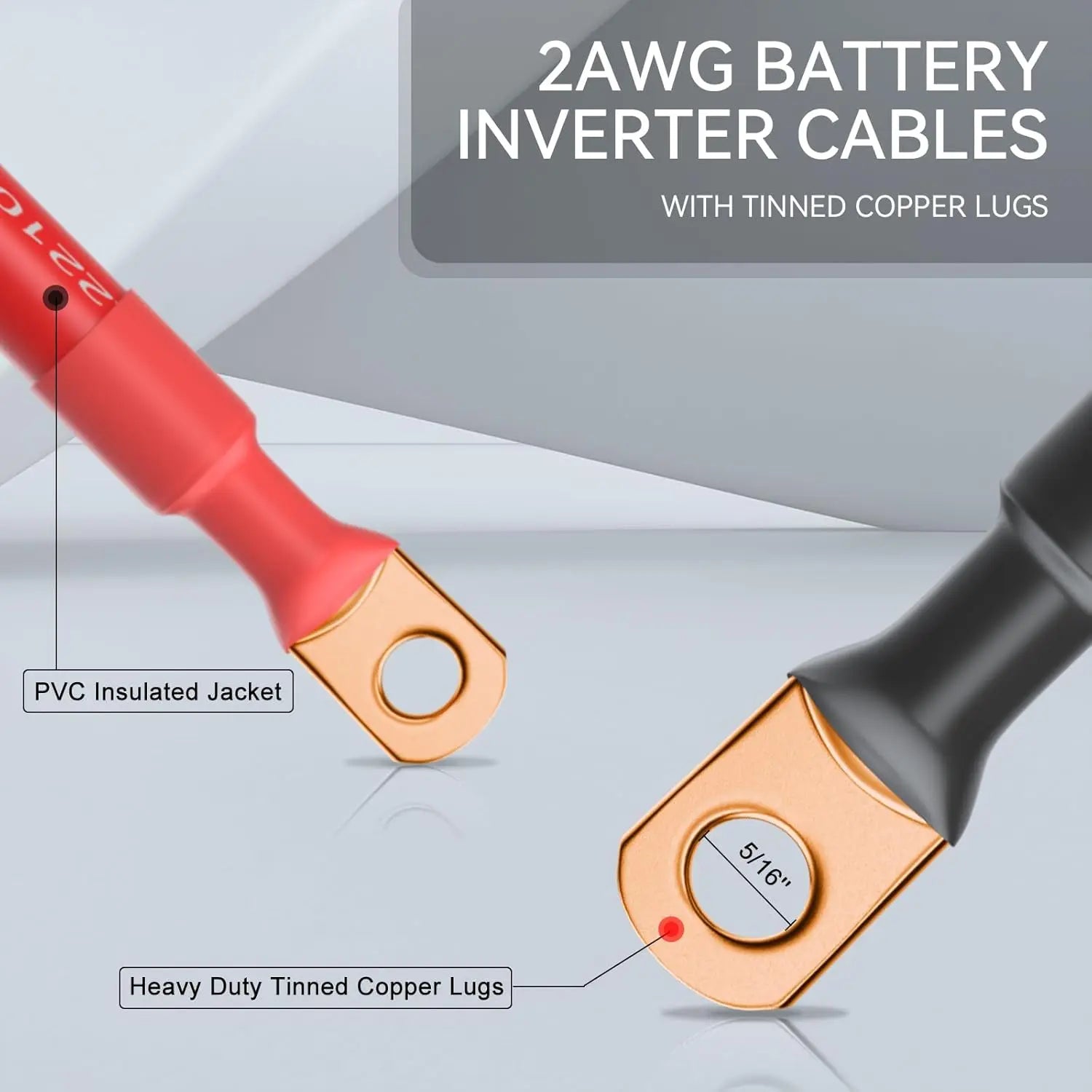 PowMr Elektrokabel 2AWG – Batterie-Inverterkabel Kupfer
