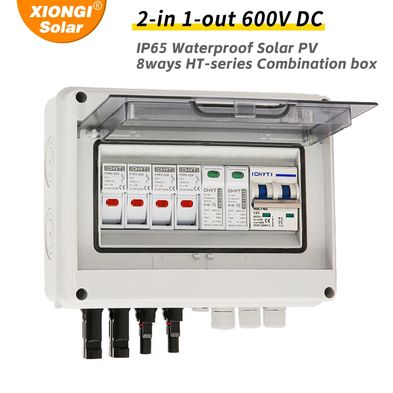 Solar PV Combiner Box DC600V – 2 in 1 out IP65