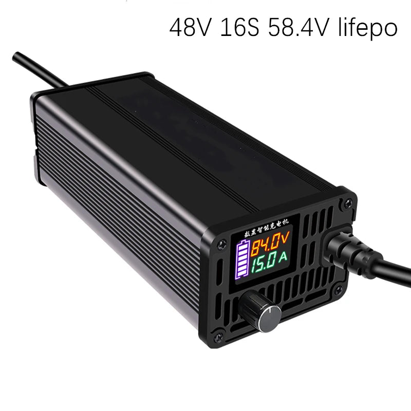 Lithium Batterieladegerät 10A-20A einstellbar 24V-84VLi-Ion & LiFePO4 Schnellladung 8S-24S Konfiguration
