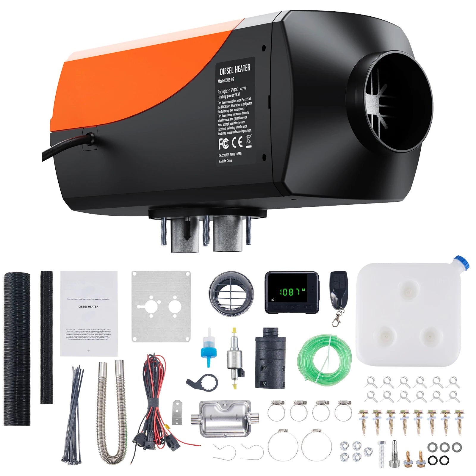 SucceBuy 2 kW Diesel-Lufterhitzer, 12 V Diesel-Heizung mit LCD-Display, Diesel-Standheizung, schnelle Erwärmung für Wohnmobil, Anhänger, Wohnmobil, Boot