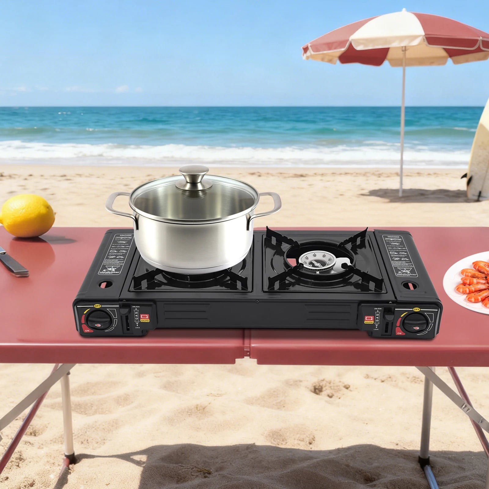 Campingkocher 2500W Dual-Brenner – tragbar Gas